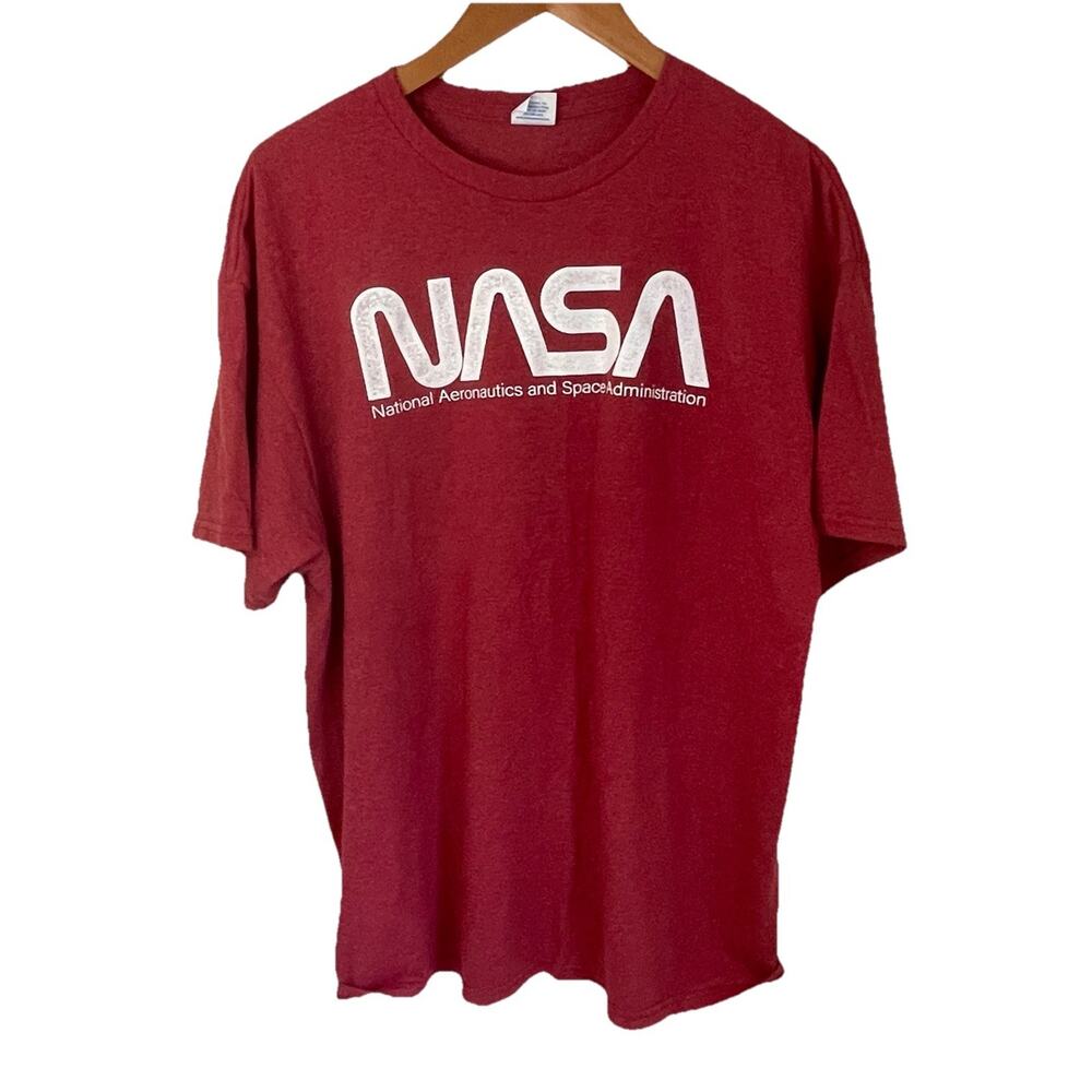 VTG 90s Property Of NASA T Shirt Red Maroon Sz L/XL Chest 46 Space Program